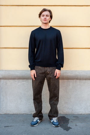 Джемпер J.B4 (Just Before) тонкий шерстяной черного цвета