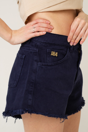 Шорты J.B4 (Just Before) джинсовые синие с высокой талией и необработанным краем