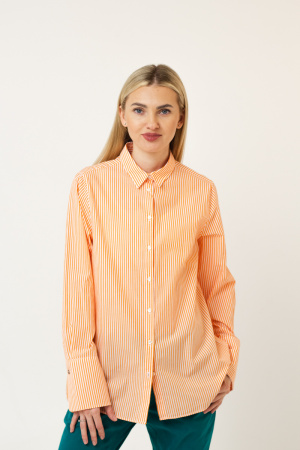 Блуза Saint James классическая в оранжевую полоску с акцентными пуговицами на манжетах