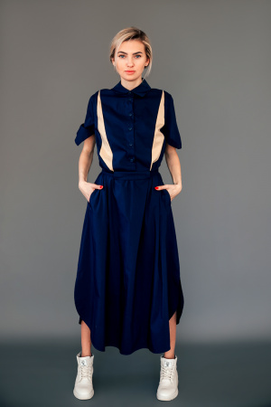 Платье Victoria Andreyanova синее с бежевыми вставками