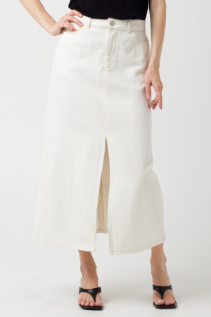 Юбка Humility белая удлиненная юбка с разрезом, джинса