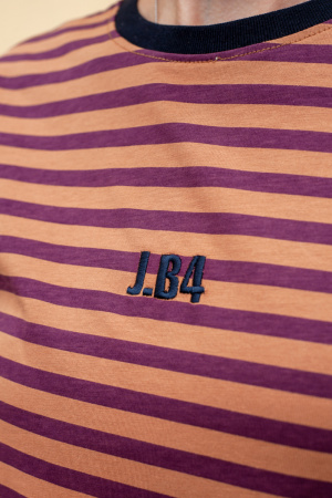 Футболка J.B4 (Just Before) бордово-коричневая в полоску
