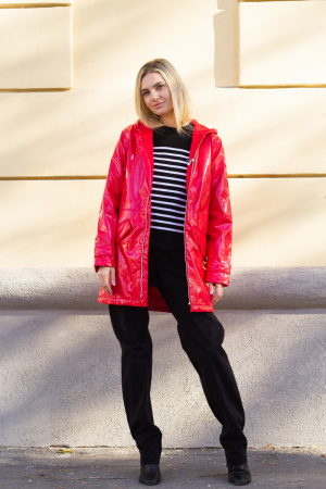 Парка Saint James красная лаковая удлиненная с теплым подкладом