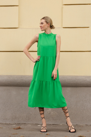 Платье ярко-зеленое для лета удлиненное легкое без рукавов