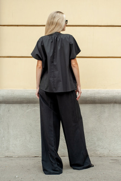 Блуза La fee черная с коротким рукавом