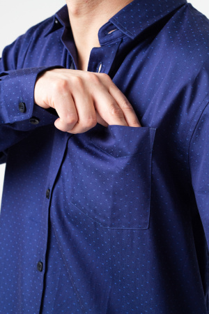 Рубашка Saint James с длинным рукавом синего цвета в мелкую точку